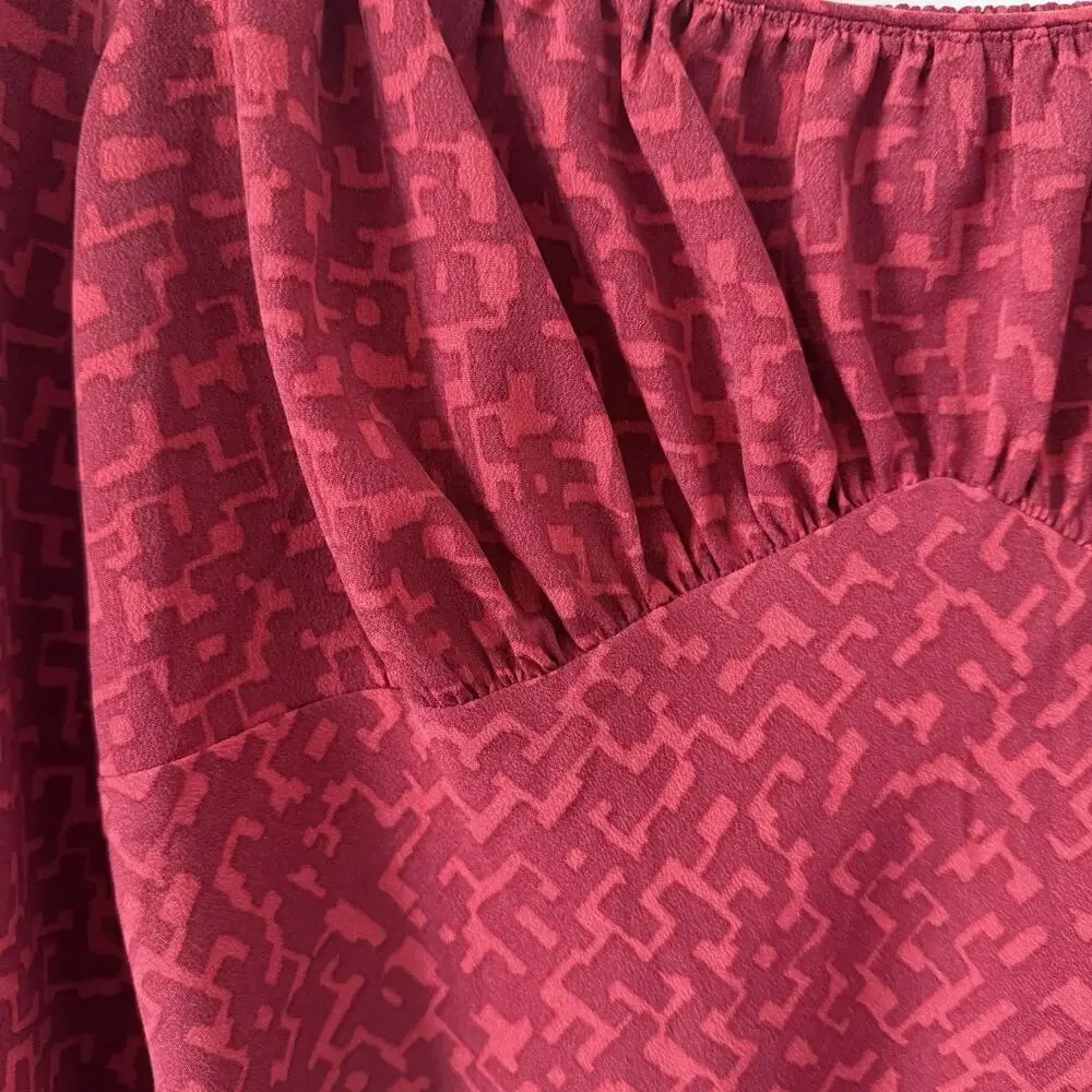 Puff Sleeve Peplum Blouse Square Neck Top size 8‎